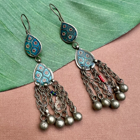 Afghani Earring - Flower Teardrops