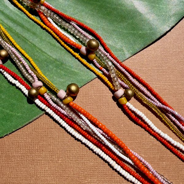 Short Akha Necklaces - Pink, Orange, & Yellow