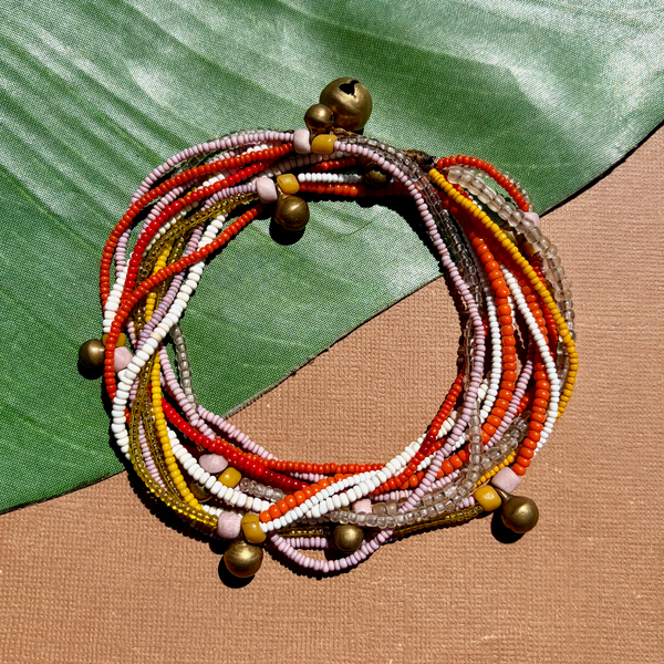 Short Akha Necklaces - Pink, Orange, & Yellow