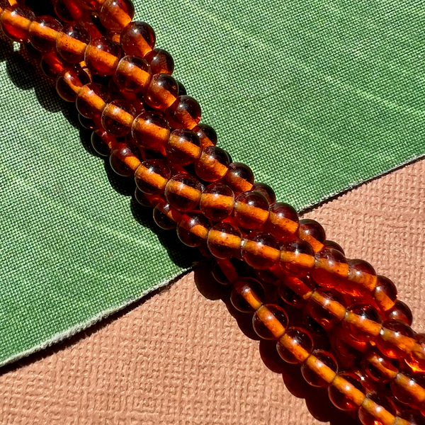 Amber Tone 5mm Round Glass Beads - 300 Pieces