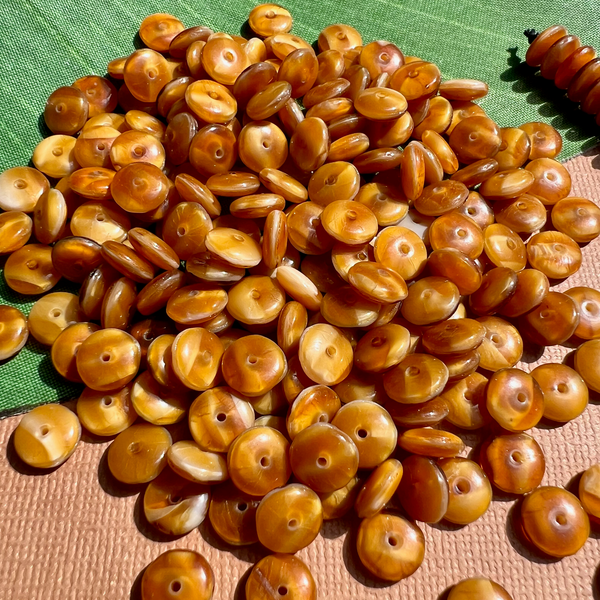 Brown & Cream Disc Beads - 100 Pieces
