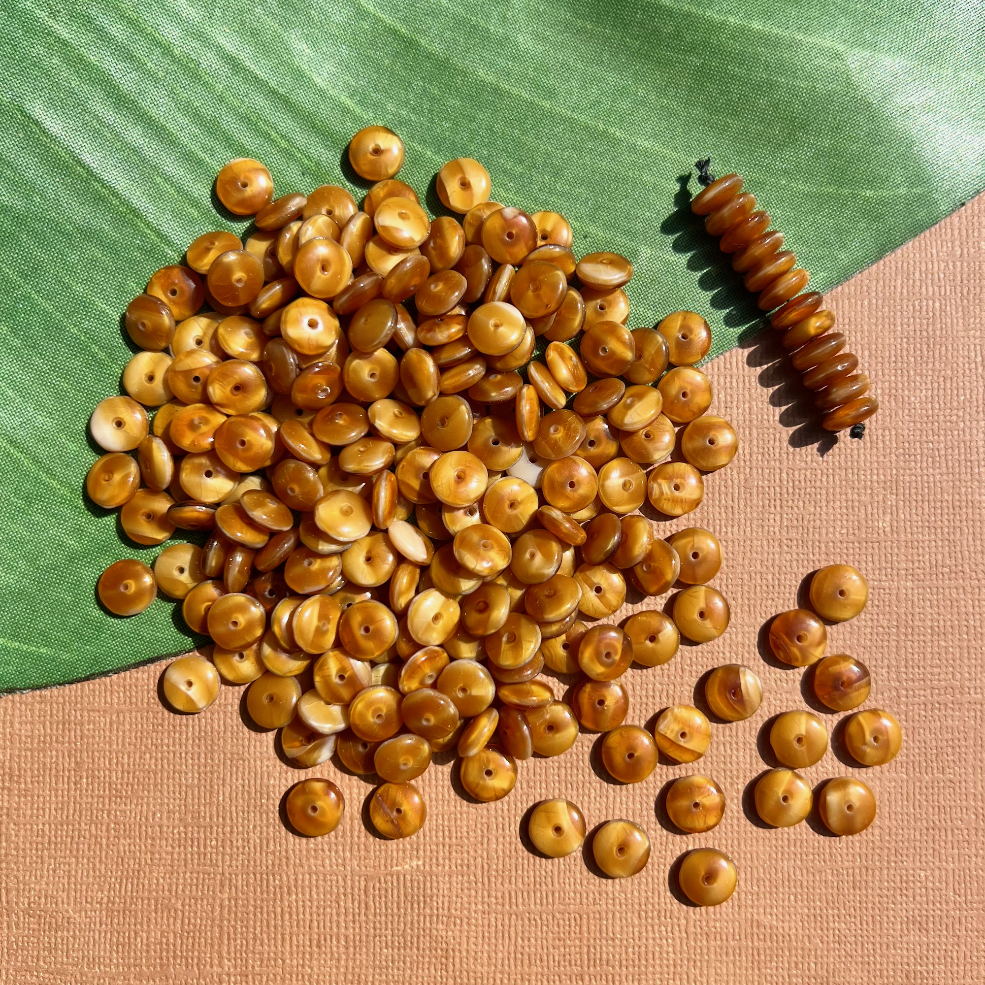 Brown & Cream Disc Beads - 100 Pieces