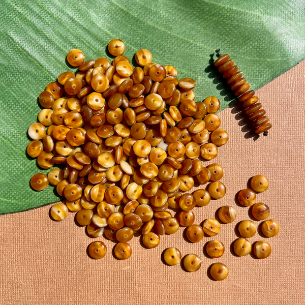 Brown & Cream Disc Beads - 100 Pieces