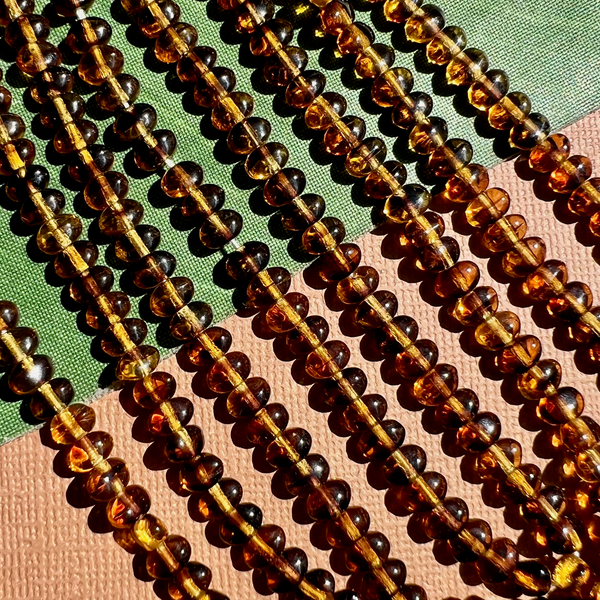 Translucent Amber Glass Oval Beads - 300 Pieces