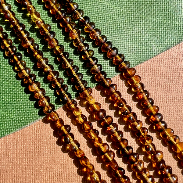 Translucent Amber Glass Oval Beads - 300 Pieces