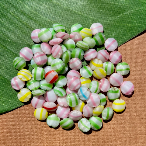 Pastel Striped Aspirin Beads - 75 Pieces