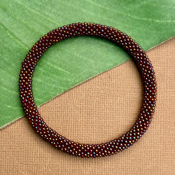 Burgundy/Brown Beaded Bangles #10