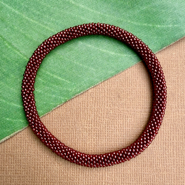 Burgundy/Brown Beaded Bangles #12