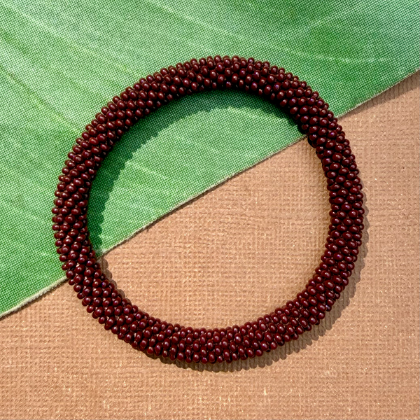 Burgundy/Brown Beaded Bangles #16