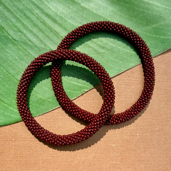 Burgundy/Brown Beaded Bangles #16