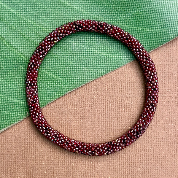 Burgundy/Brown Beaded Bangles #9