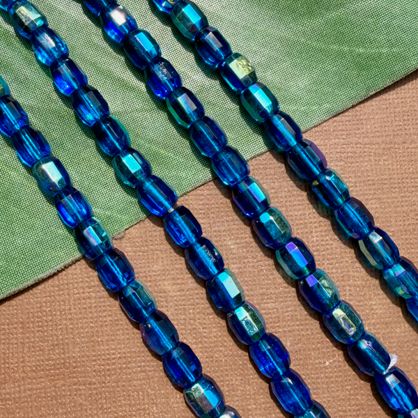 Vintage Fire Polish Crystal Barrels - 100 Pieces