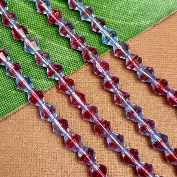Vintage Pink & Blue Crystal Bi-Cones 7mm - 100 Pieces