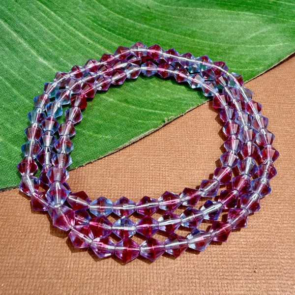 Vintage Pink & Blue Crystal Bi-Cones 7mm - 100 Pieces