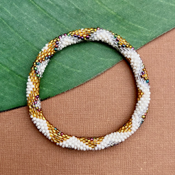 Cream Gold - Biscuits - Beaded Bangles #14
