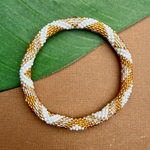 Cream - Biscuits - Beaded Bangles #19