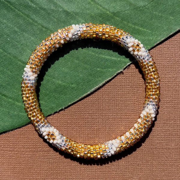 Gold Pattern - Biscuits - Beaded Bangles #24