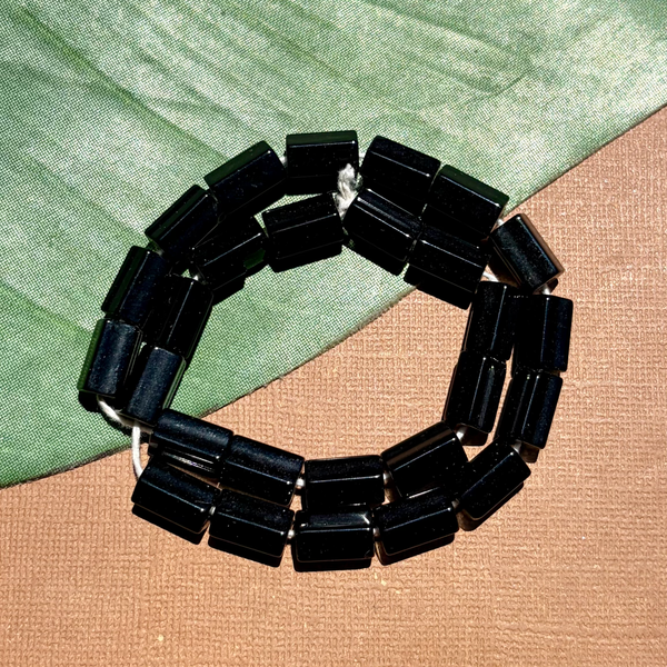 Shiny Black 5 Sided Tube Beads - 45 Pieces