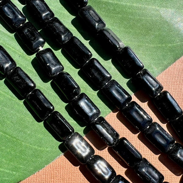 Black Rectangle Chiclet Beads - 50 Pieces