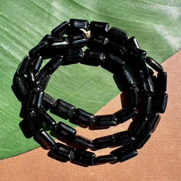 Black Rectangle Chiclet Beads - 50 Pieces