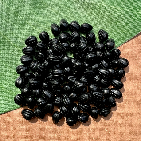 Black Melon Teardrop Beads - 50 Pieces