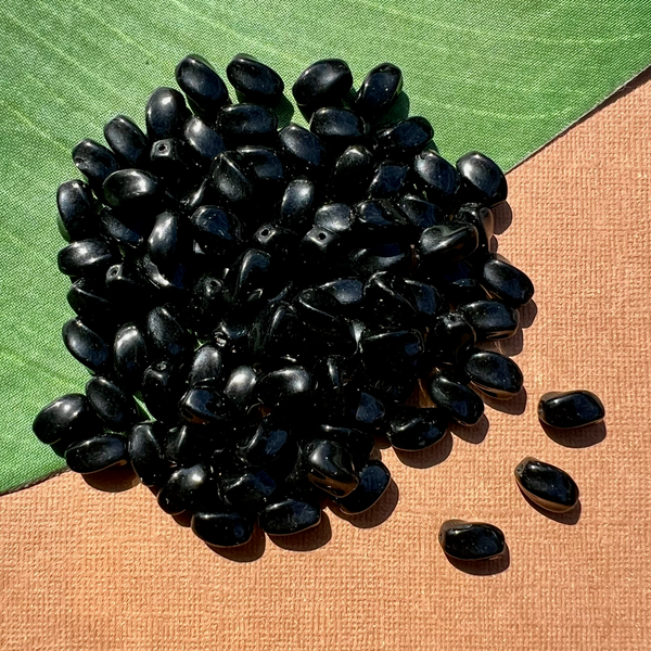 Black Twisted Oval Tube Beads - 100 Pieces