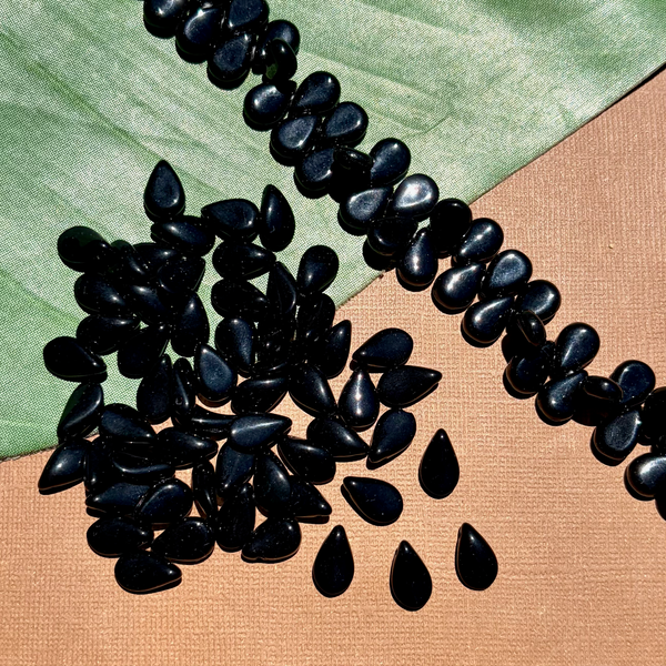 Black Drop Beads - 100 Pieces