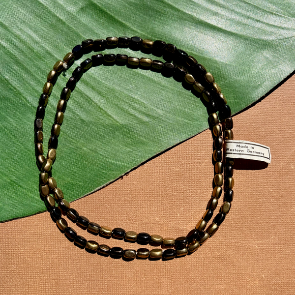Gold and Black 3 Sided Beads - 100 Pieces