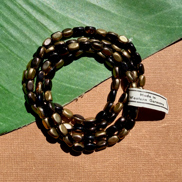 Gold and Black 3 Sided Beads - 100 Pieces