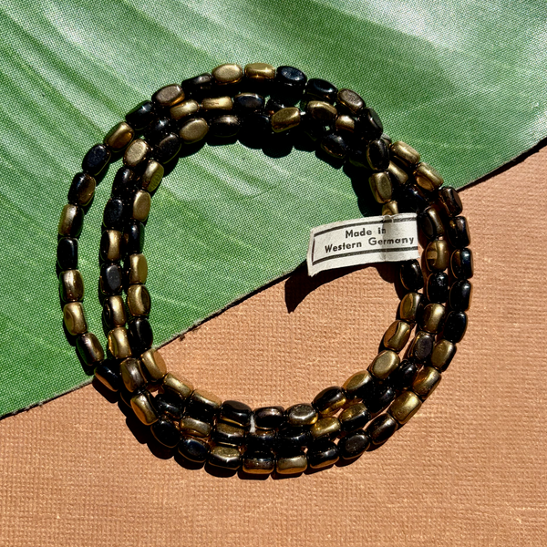 Gold and Black 3 Sided Beads - 100 Pieces