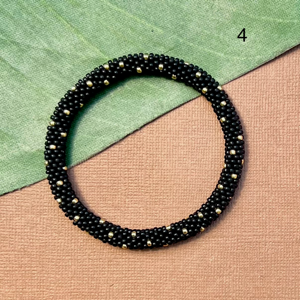 Obsidian (Black) Beaded Bangles