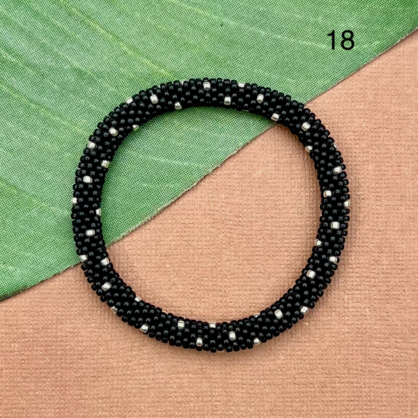 Obsidian (Black) Beaded Bangles