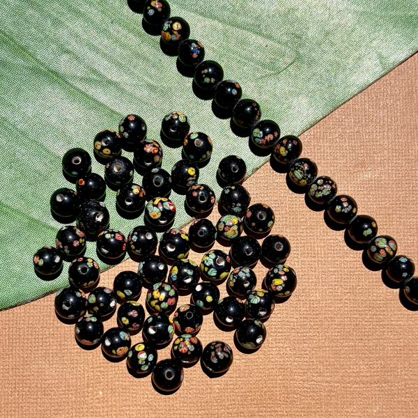 Black Tombo 8mm Beads - 50 Pieces