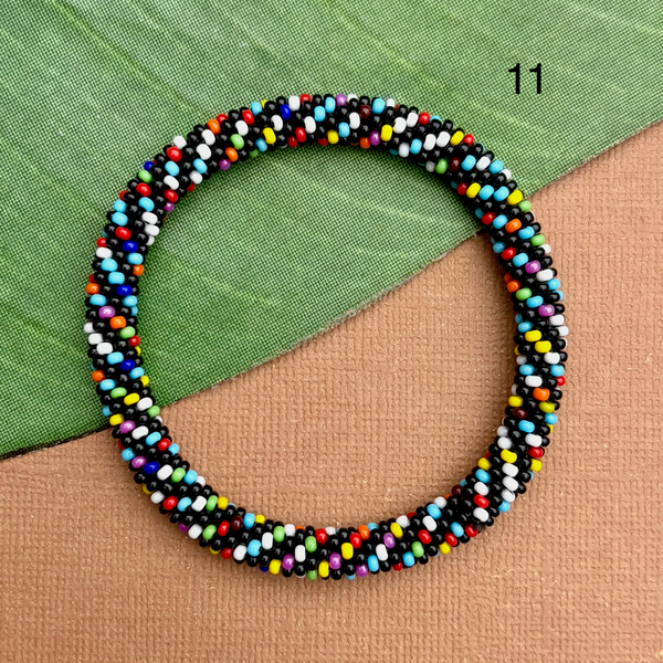 Obsidian (Black) Beaded Bangles