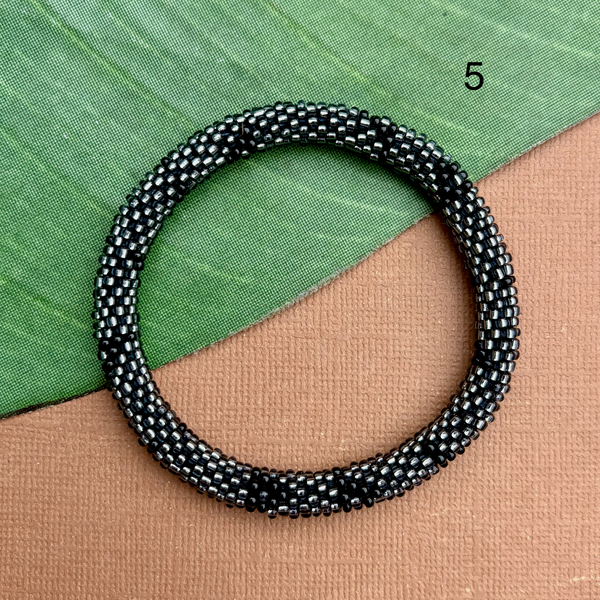 Obsidian (Black) Beaded Bangles