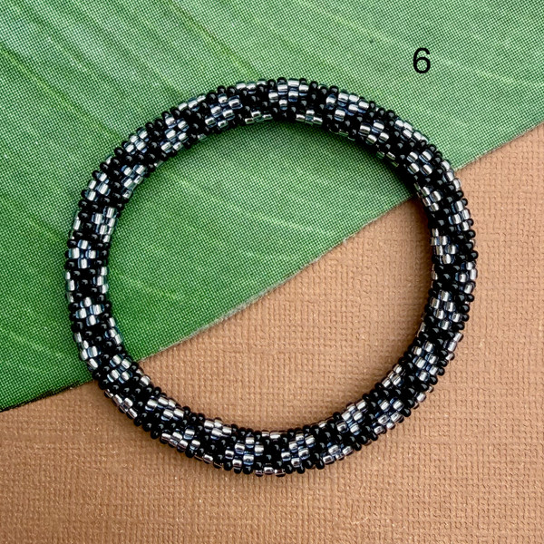 Obsidian (Black) Beaded Bangles