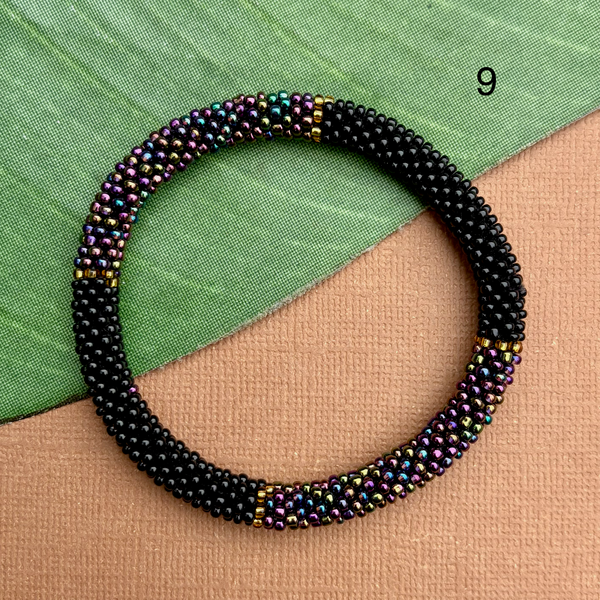 Obsidian (Black) Beaded Bangles