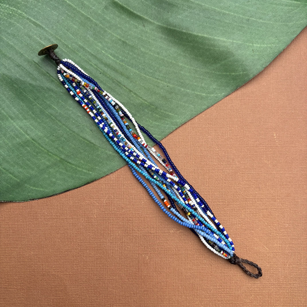 Blue African Seed Bead Bracelet