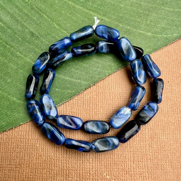 Blue Twisted Rectangle Beads - 50 Pieces