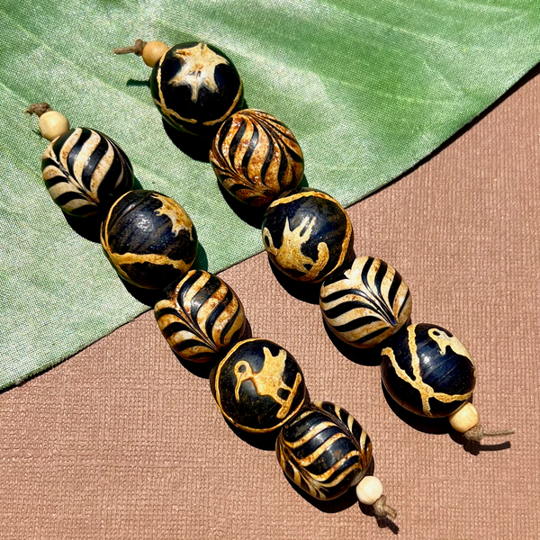 Blue Bird & Zebra Beads - 5 Pieces