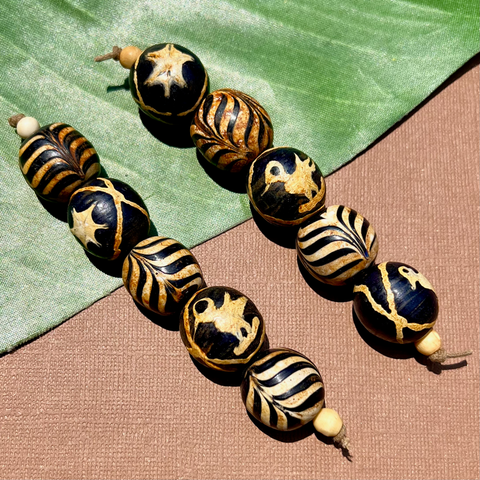 Blue Bird & Zebra Beads - 5 Pieces