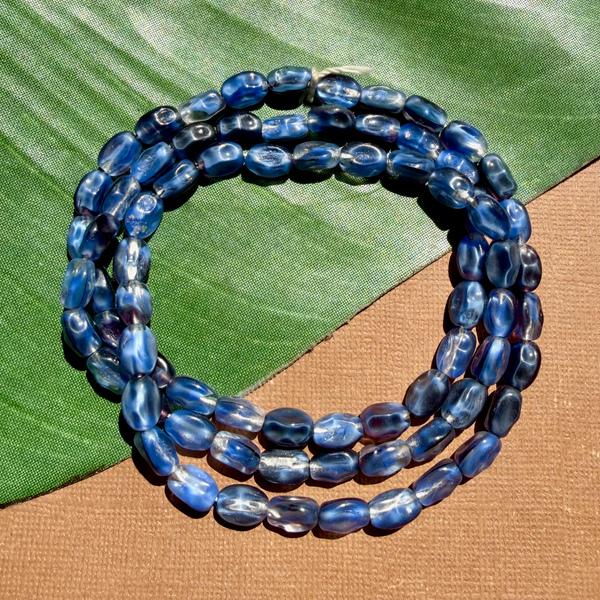 Dimpled Oval Blue Beads - 75 Pieces