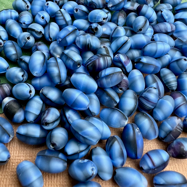 Blue Matte Oval Beads - 50 Pieces