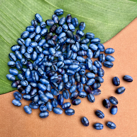 Blue Matte Oval Beads - 50 Pieces