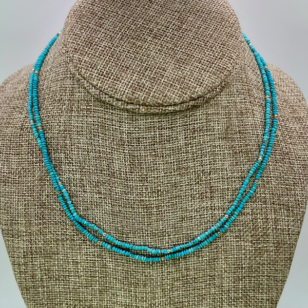Blue Turquoise Saucer Tassel Necklace