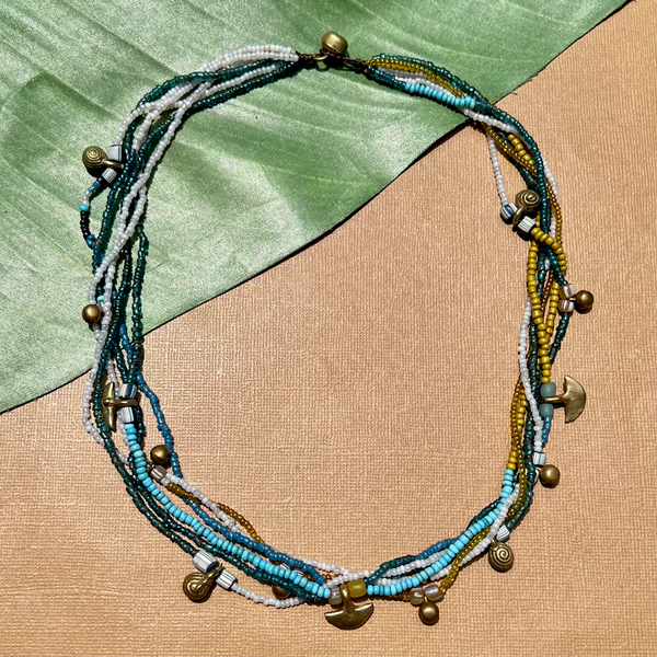 Short Akha Necklaces - Blues