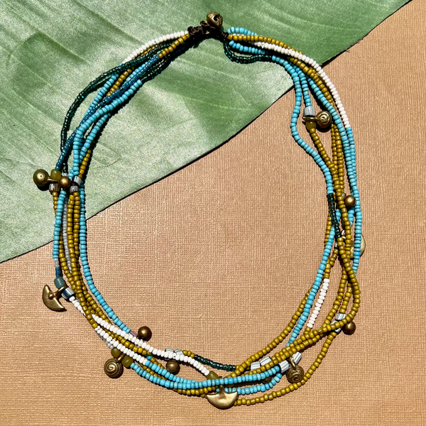 Short Akha Necklaces - Blues