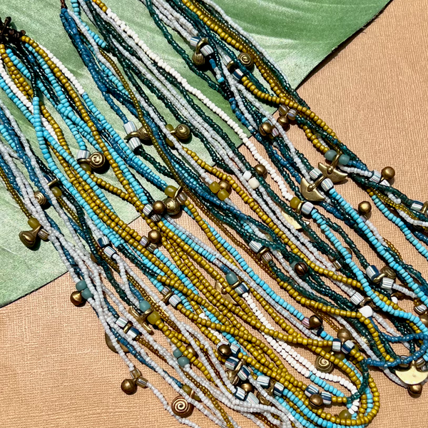 Short Akha Necklaces - Blues