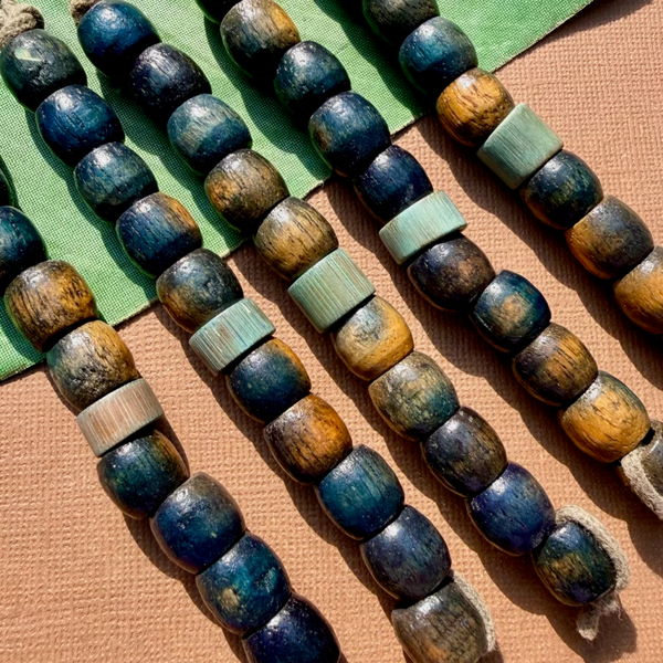 Blue Wood Barrel Beads - 100 Pieces