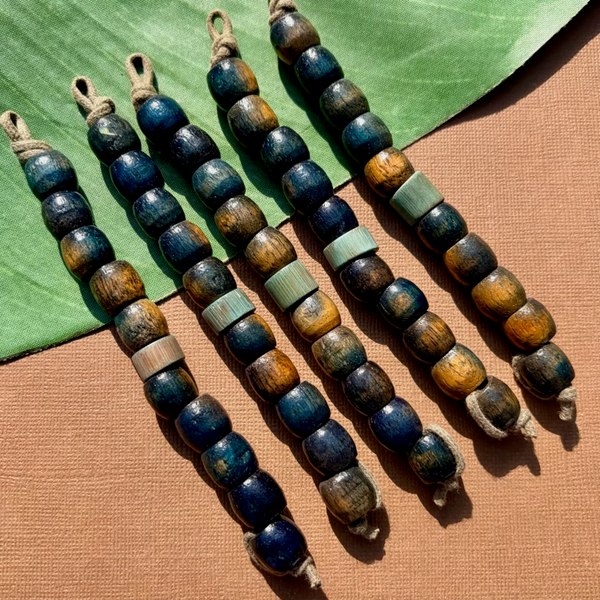 Blue Wood Barrel Beads - 100 Pieces